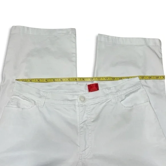 V Cristina Cropped Wide Leg Pants Womens 12 White Boho Capri Cut Out Twill - Picture 6 of 11